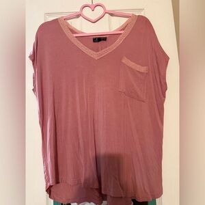 POL Pink V-Neck Short Sleeve Tee